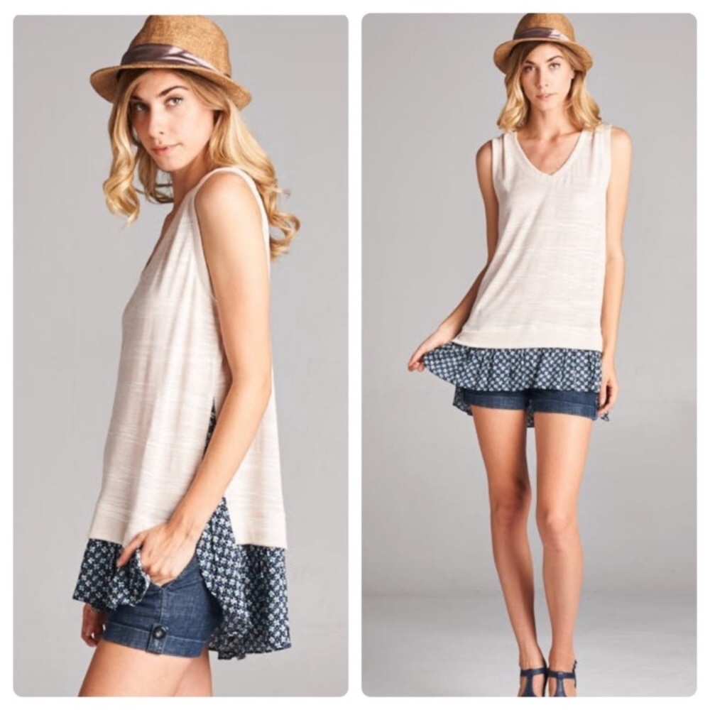 Floral hem sleeveless top